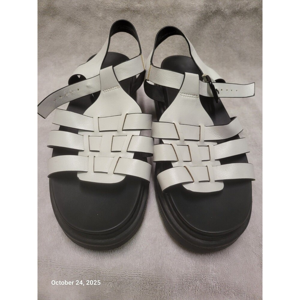 Lane Bryant Ascena Womens 9.5W White Black Platform Comfort Open Toe Sandals - Picture 2 of 6